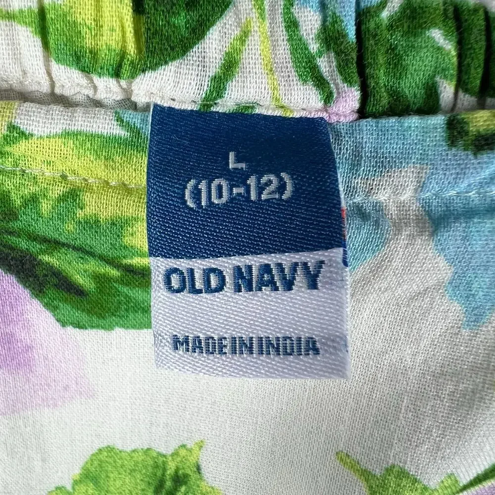 Old Navy Girls Tiered Cami Dress SZ L 10-12 Crème Floral Sundress Cotton Lined
